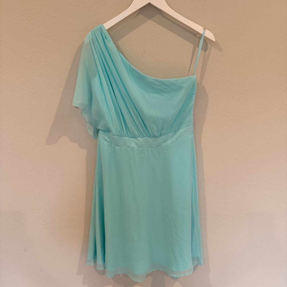 White House Black Market Off-the-Shoulder Ruffle Dress Seafoam